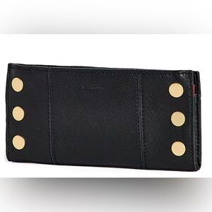New Hammitt Black Leather 110 North  Checkbook Wallet Gold Hardware